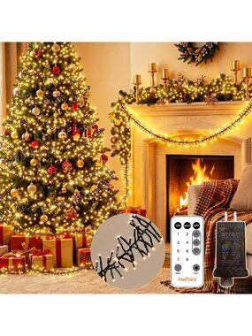 1000 LED 49FT Cluster Lights, Plug in Warm White Christmas Lights